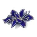 Exquisite blue crystal rhinestone orchid patch DIY garment accessory for clothing hat bag. - Style 4