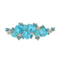 Detail view of 3D blue flower embroidered lace patch for bridal dress and apparel decoration. - Style 6 (Blue Green)