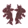 Handgemaakte kraal kant applicatie paar wijnrode bloem patch voor trouwjurk DIY kleding accessoire - Middelpaars