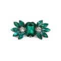 Green crystal rhinestone shoe buckle detail, sparkling glass stones on metal base for DIY fashion. - Green Rhinestone Style