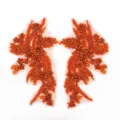 Handgemaakte oranje kraal kant patch applicatie paar voor trouwjurk DIY kleding accessoires. - Oranjerood