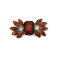 Detailed view of sparkling amber and clear glass rhinestone shoe buckle and DIY apparel accessory. - Amber Rhinestone Style