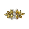Detailed view of the sparkling yellow rhinestone bow crystal patch for apparel decoration. - Style 10