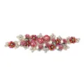 3D flower embroidered lace patch with rhinestones and pearls for wedding dress DIY. - Style 18