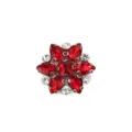 Red and clear rhinestone flower detail close up for DIY shoe buckles and garment accessories. - Style 12