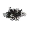 Sparkling rhinestone flower patch detail, crystal shoe buckle accessory for DIY crafts. - Black