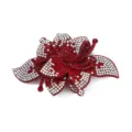 Sparkling rhinestone flower fabric patch appliques for shoes bags garments accessories - Rose Red