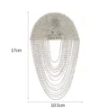 Silberner Strass Quaste Schulter Epaulette Patch DIY Mode Anzug Kleidung Accessoire - Stil 2 Ohne Brosche Nadel