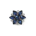 Detail view of sparkling blue crystal rhinestone flower patch, ideal for DIY shoe and apparel. - Style 16