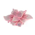 Exquisites Strass Blumen Schuhfleck glitzerndes Kristall Zubehör Detailansicht. - Rosa