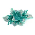 Glänzender Strass Blumen Aufnäher für Schuhe Dekoration und Basteln Zubehör Accessoire - Grün