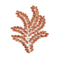 Close-up of amber marquise rhinestone leaf applique, shiny crystals for DIY apparel decoration. - Orange