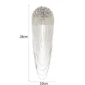 Detailed view of silver crystal rhinestone tassel shoulder epaulette hardware size 28x10cm - Style 5 Without Brooch Pin
