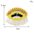 Kristall Perlen Augen Aufnäher DIY Kleidung Zubehör bestickte Pailletten Applikation - Stil 3 (Gelb und Weiß)