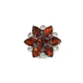 Close-up view of sparkling red rhinestone six-petal flower accessory for DIY crafts shoes. - Style 13