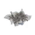 Sparkling rhinestone floral shoe buckle patch fabric accessory for footwear decoration. - Silver Gray