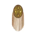 Gold rhinestone shoulder epaulet fringe patch DIY fashion suit dress costume accessory - Style 9 Without Brooch Pin