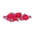3d flower rhinestone embroidery lace patch applique for wedding dress clothing accessories - Style 9 (Rose Red)