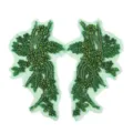 Groene kraal kant applicatie paar, handgemaakte strass patch voor trouwjurk en DIY kleding. - Stijl 22 Grasgroen / Set van 1 paar / Grasgroen