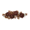 Brown fabric flower embroidery patch, exquisite rhinestone apparel accessory for wedding dresses. - Style 11 (Brown)