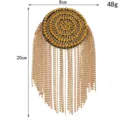 Gold rhinestone fringe shoulder epaulet detail showing 8cm width and 20cm length dimensions. - Epaulet 6