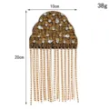 Detail view of vintage beaded tassel shoulder epaulet with sparkling rhinestones and chains. - Epaulet 7