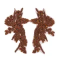 Handgemaakte kralen kant patch applicaties, paar amberkleurige pailletten bloemmotieven voor kleding. - Stijl 23 Koffie / Set van 1 paar / koffiekleur