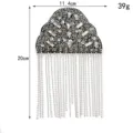 Beaded fringe shoulder epaulet rhinestone accessory patch, 11.4x20cm 39g for clothing decor. - Epaulet 10