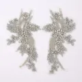 Handgemaakte zilveren strass kant applicatie set voor trouwjurk DIY accessoires. - Zilver