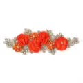 Orange 3D Flower Rhinestone Embroidery Patch Lace Trim for Wedding Dress Apparel - Style 15 (Orange)