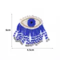 Kraal boze oog patch blauwe wit kraaltjes franje handgemaakte DIY kleding accessoires badge - 3#