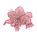 Gorgeous pink flower embroidered patch with sequins and crystal rhinestones for DIY clothing. - Pink Flower
