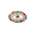 DIY handgemaakte oogvormige patch met kleurrijke strass-steentjes, kledingaccessoire detail. - 6# Meerkleurig