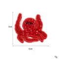 Handgemachte rote Perlen Oktopus Flicken für Kleidung DIY Dekoration, funkelndes Modeaccessoire. - Oktopus