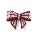 Red crystal pearl bow shoe clip, sparkling rhinestone wedding bridal accessory for high heels. - Red