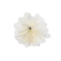 Detailed close-up of translucent fabric flower patch featuring pearl and crystal bead dangles. - Flower Style 6