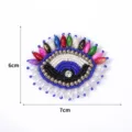 Geborduurd boze oog patch DIY kleding accessoire, kleurrijke kralen 3D badge applicatie 6x7cm. - 4# Groot