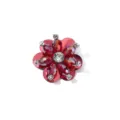 Rote Pailletten Strass Blume Bekleidungszubehör Kristall Perlen handgemachte Patch Dekor - 4CM Durchmesser / Dunkelrot