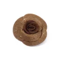 Rhinestone camellia flower DIY accessory, sparkling bronze brooch patch for clothing bags. - 7.5x7.5cm / Light Coffee