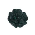 Dark green rhinestone camellia flower accessory detail view, sparkling DIY clothing patch. - 6cm / Dark Green