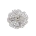 Sparkling rhinestone camellia flower patch for DIY clothing bags shoes accessories 1pc - 6cm / Silver