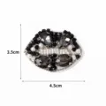 Handmade beaded lip patch, sparkling crystal and pearl embroidery, DIY clothing accessory. - 6# Black