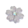 Rhinestone flower close-up detail, sparkling crystal embellishment for DIY apparel accessories. - AB Color