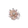 Glänzende Strass Pailletten Kristall Blume Applikation DIY Kleidung Zubehör Dekoration. - 4CM Durchmesser / Gebrochenes Weiß