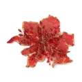 Gorgeous red flower brooch fabric patch with gold sequins and sparkling red rhinestones for DIY. - Red Flower