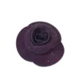 Dark purple rhinestone camellia flower DIY patch brooch apparel accessory craft decor - 7.5x7.5cm / Deep purple