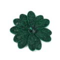 Green rhinestone flower brooch detail, sparkling crystal applique for diy craft. - Dark Green