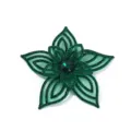 Green rhinestone 3D flower applique handmade DIY clothing dress accessories patch - Dark Green
