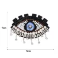 Handgemaakte geborduurde boze oog patch met kralen en strass kleding accessoire DIY 9x7cm - 8# Kort