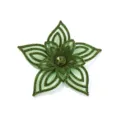 Green 3D rhinestone flower patch, sparkly crystal DIY clothing accessory for wedding dress. - Army Green